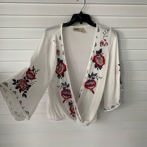 NWOT Boho chic top with floral accents
